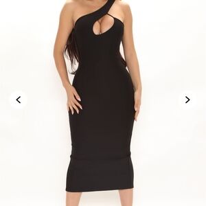 NWT - Chic One-Shoulder Black Dress